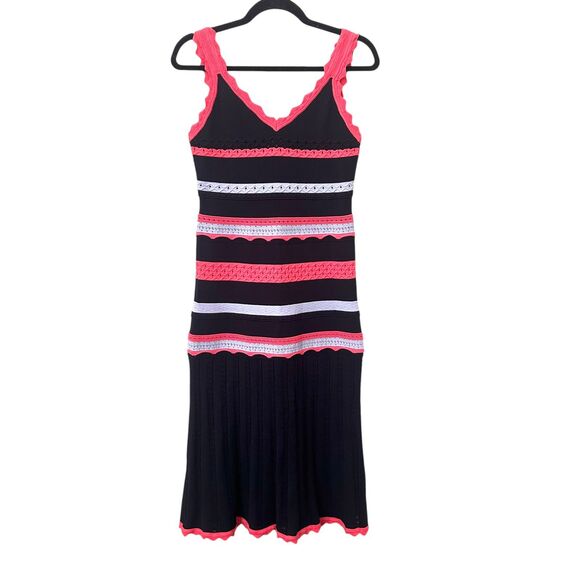 MILLY Striped Sleeveless Knit Midi Dress Small - Picture 2 of 8